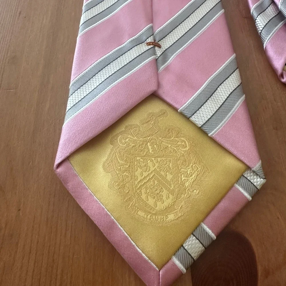 Donald J Trump Signature Collection Pink Silver Striped Silk Tie Mens Necktie